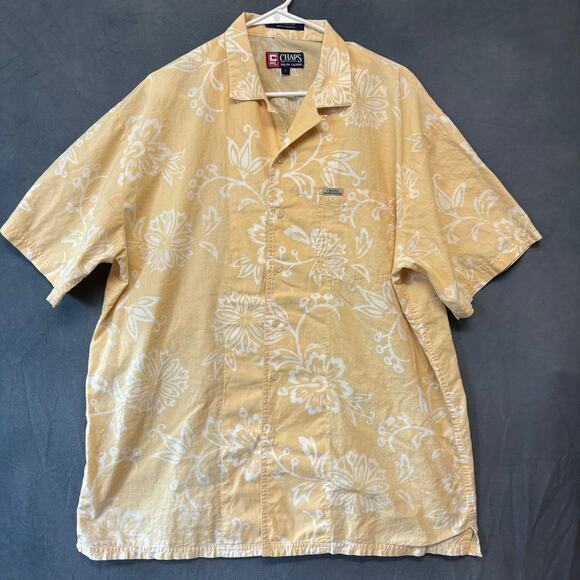 Vintage 90s Chaps Ralph Lauren Hawaiian Shirt Floral Vacation Beachy Retirement - Picture 1 of 8